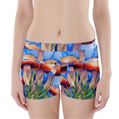 Garden Mushrooms In A Flowery Craft Boyleg Bikini Wrap Bottoms by GardenOfOphir