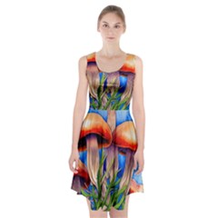 Garden Mushrooms In A Flowery Craft Racerback Midi Dress by GardenOfOphir