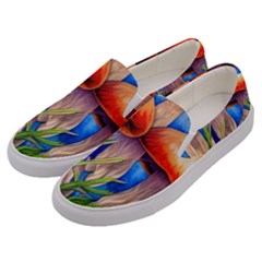 Garden Mushrooms In A Flowery Craft Men s Canvas Slip Ons by GardenOfOphir