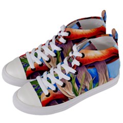 Garden Mushrooms In A Flowery Craft Women s Mid-top Canvas Sneakers by GardenOfOphir