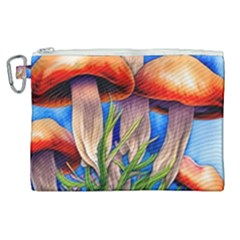 Garden Mushrooms In A Flowery Craft Canvas Cosmetic Bag (xl) by GardenOfOphir