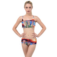 Garden Mushrooms In A Flowery Craft Layered Top Bikini Set by GardenOfOphir