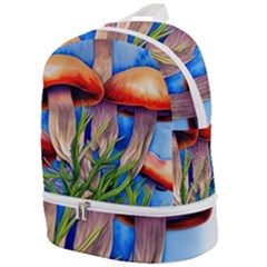 Garden Mushrooms In A Flowery Craft Zip Bottom Backpack by GardenOfOphir