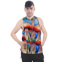 Garden Mushrooms In A Flowery Craft Men s Sleeveless Hoodie by GardenOfOphir