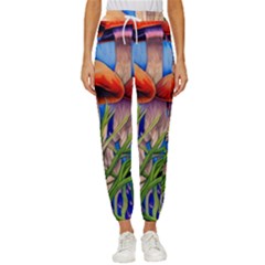 Garden Mushrooms In A Flowery Craft Cropped Drawstring Pants by GardenOfOphir