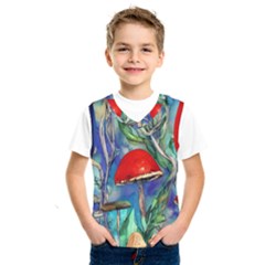 Woodsy Mushroom Forest Foraging Kids  Basketball Tank Top by GardenOfOphir