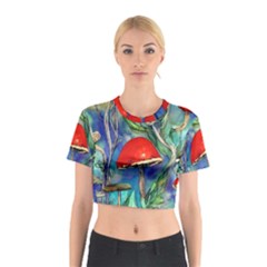 Woodsy Mushroom Forest Foraging Cotton Crop Top by GardenOfOphir