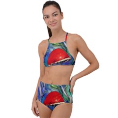 Woodsy Mushroom Forest Foraging High Waist Tankini Set by GardenOfOphir