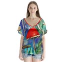 Woodsy Mushroom Forest Foraging V-Neck Flutter Sleeve Top View1