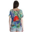 Woodsy Mushroom Forest Foraging V-Neck Flutter Sleeve Top View2