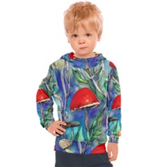 Woodsy Mushroom Forest Foraging Kids  Hooded Pullover by GardenOfOphir