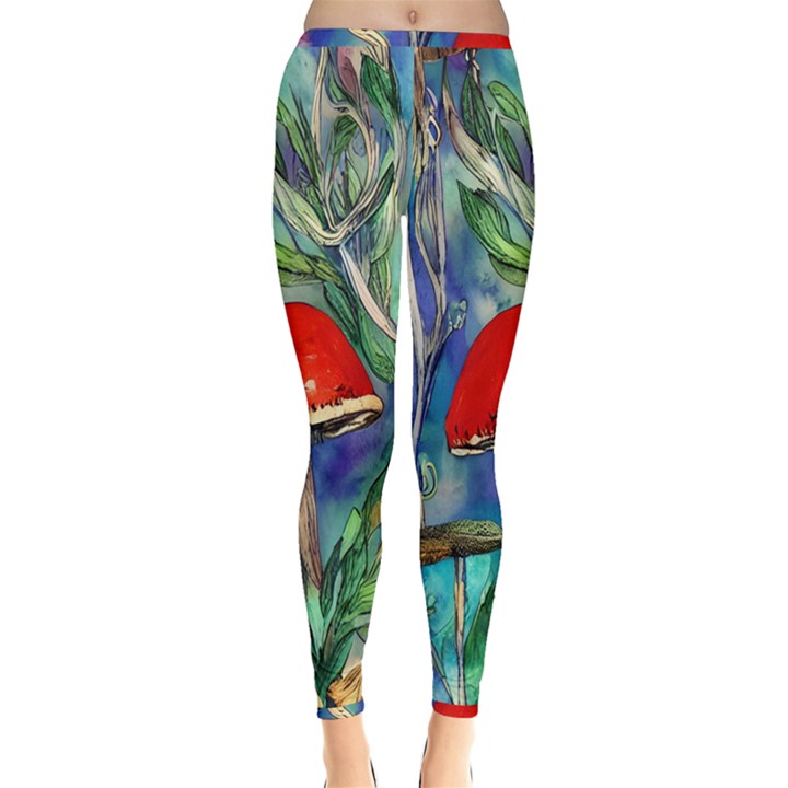 Woodsy Mushroom Forest Foraging Inside Out Leggings