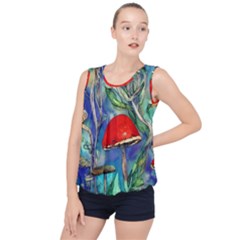 Woodsy Mushroom Forest Foraging Bubble Hem Chiffon Tank Top by GardenOfOphir