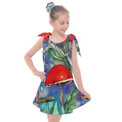 Woodsy Mushroom Forest Foraging Kids  Tie Up Tunic Dress by GardenOfOphir