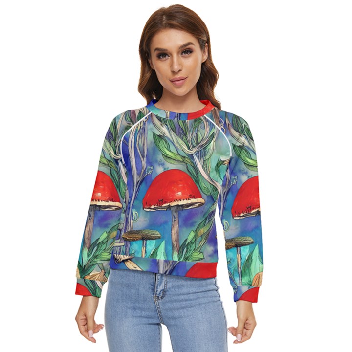 Woodsy Mushroom Forest Foraging Women s Long Sleeve Raglan Tee