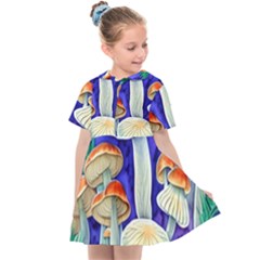 Farmcore Mushroom Foraging In A Forrest Kids  Sailor Dress by GardenOfOphir