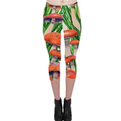 Fairycore Forest Mushroom Capri Leggings  by GardenOfOphir