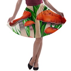 Fairycore Forest Mushroom A-line Skater Skirt by GardenOfOphir