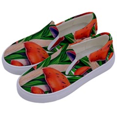 Fairycore Forest Mushroom Kids  Canvas Slip Ons by GardenOfOphir