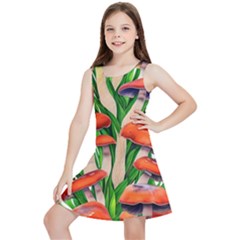 Fairycore Forest Mushroom Kids  Lightweight Sleeveless Dress by GardenOfOphir