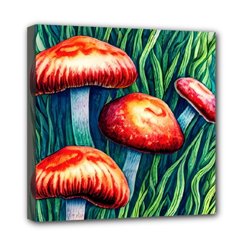 Enchanted Forest Mushroom Mini Canvas 8  X 8  (stretched) by GardenOfOphir