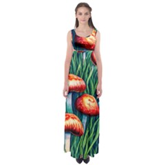 Enchanted Forest Mushroom Empire Waist Maxi Dress by GardenOfOphir