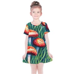 Enchanted Forest Mushroom Kids  Simple Cotton Dress by GardenOfOphir