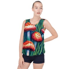 Enchanted Forest Mushroom Bubble Hem Chiffon Tank Top by GardenOfOphir