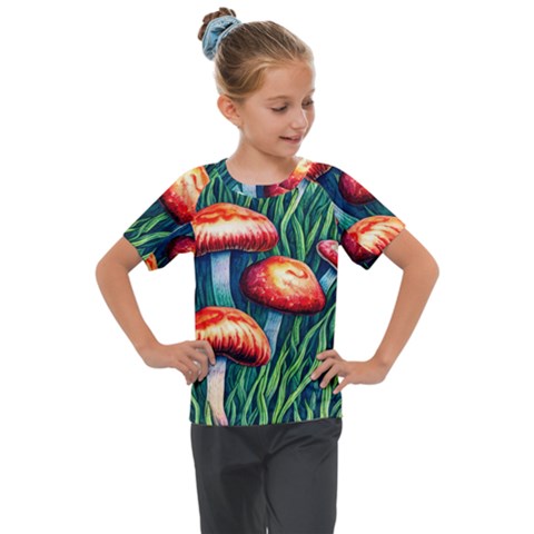 Enchanted Forest Mushroom Kids  Mesh Piece Tee by GardenOfOphir