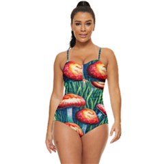 Enchanted Forest Mushroom Retro Full Coverage Swimsuit by GardenOfOphir