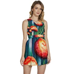 Enchanted Forest Mushroom Sleeveless High Waist Mini Dress by GardenOfOphir