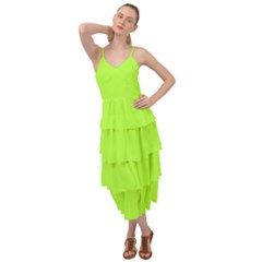 Chartreuse Green	 - 	layered Bottom Dress by ColorfulDresses