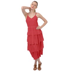 Flame Scarlet Red	 - 	layered Bottom Dress by ColorfulDresses