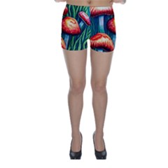 Enchanted Forest Mushroom Skinny Shorts by GardenOfOphir