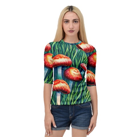 Enchanted Forest Mushroom Quarter Sleeve Raglan Tee by GardenOfOphir