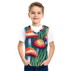 Enchanted Forest Mushroom Kids  Basketball Tank Top by GardenOfOphir