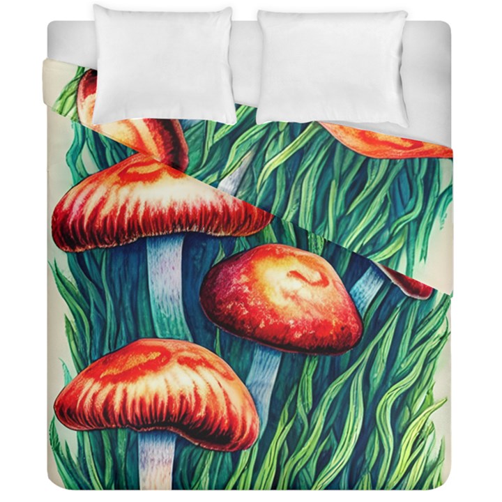 Enchanted Forest Mushroom Duvet Cover Double Side (California King Size)