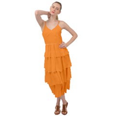 Dark Orange	 - 	layered Bottom Dress by ColorfulDresses