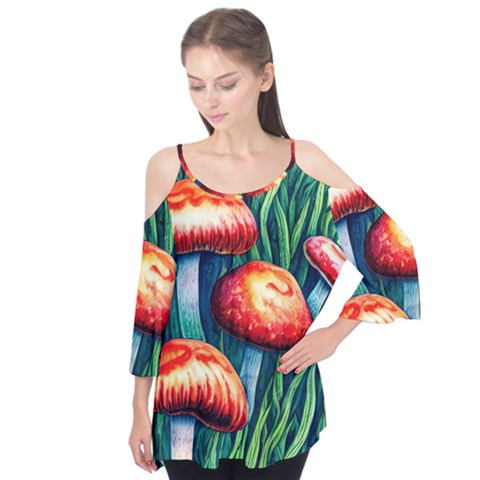 Enchanted Forest Mushroom Flutter Tees by GardenOfOphir