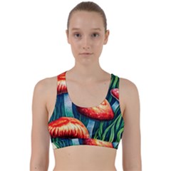 Enchanted Forest Mushroom Back Weave Sports Bra by GardenOfOphir