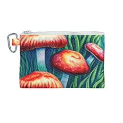 Enchanted Forest Mushroom Canvas Cosmetic Bag (medium) by GardenOfOphir