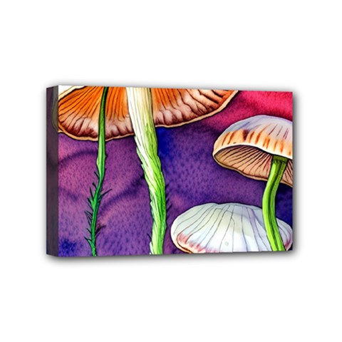 Foraging Mushroom Garden Mini Canvas 6  X 4  (stretched) by GardenOfOphir