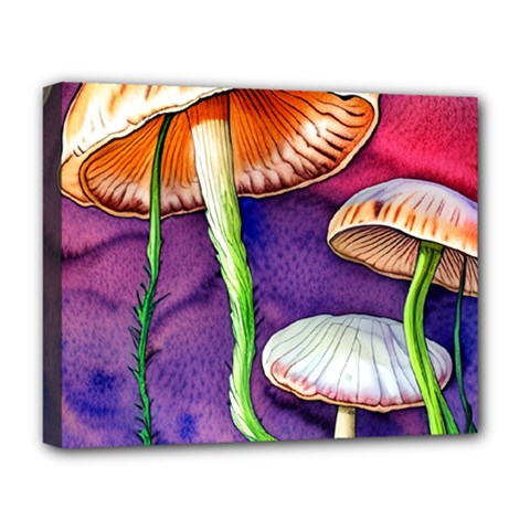 Foraging Mushroom Garden Deluxe Canvas 20  X 16  (stretched) by GardenOfOphir