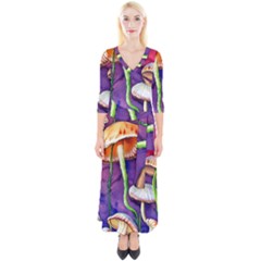 Foraging Mushroom Garden Quarter Sleeve Wrap Maxi Dress by GardenOfOphir