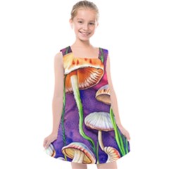 Foraging Mushroom Garden Kids  Cross Back Dress by GardenOfOphir