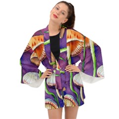 Foraging Mushroom Garden Long Sleeve Kimono by GardenOfOphir