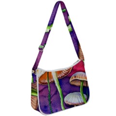 Foraging Mushroom Garden Zip Up Shoulder Bag by GardenOfOphir