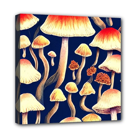 Natural Mushroom Fairy Garden Mini Canvas 8  X 8  (stretched) by GardenOfOphir