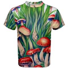 Vintage Mushroom Men s Cotton Tee by GardenOfOphir