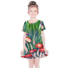 Vintage Mushroom Kids  Simple Cotton Dress by GardenOfOphir